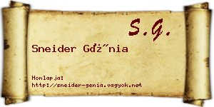 Sneider Génia névjegykártya